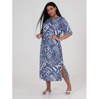 Платье  женское       из кулирки     с рукавом 1/2  синее