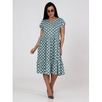 Платье  женское       из кулирки     с коротким рукавом  зеленое