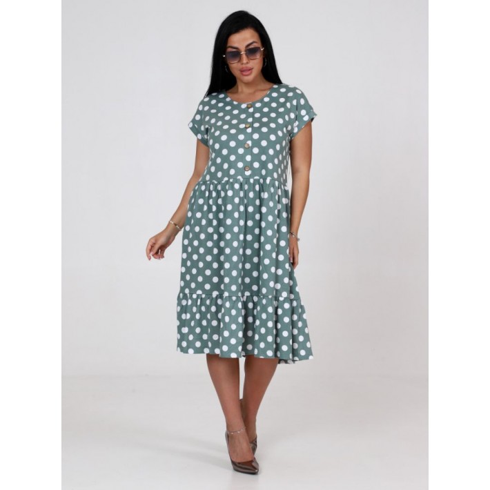 Платье женское из кулирки с коротким рукавом зеленое