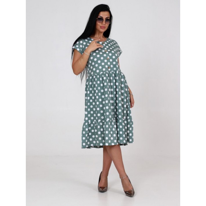 Платье женское из кулирки с коротким рукавом зеленое
