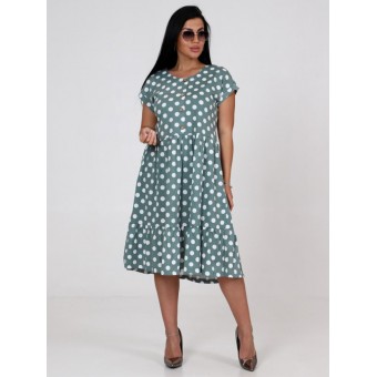 Платье  женское       из кулирки     с коротким рукавом  зеленое