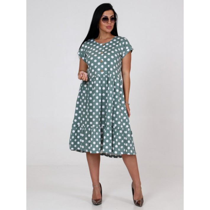 Платье женское из кулирки с коротким рукавом зеленое