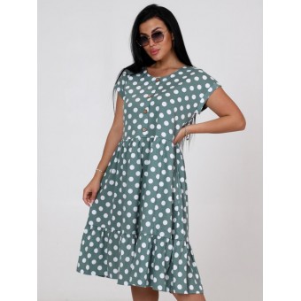 Платье  женское       из кулирки     с коротким рукавом  зеленое