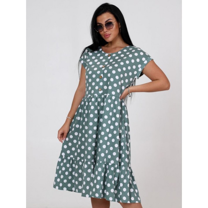 Платье женское из кулирки с коротким рукавом зеленое