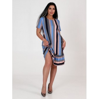 Платье  женское       из кулирки     с коротким рукавом  голубое