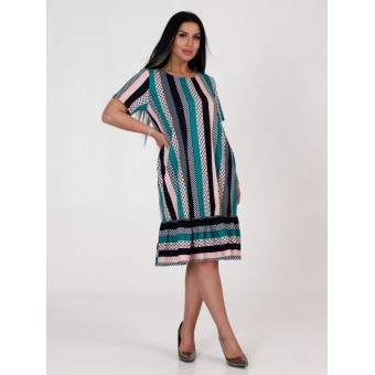 Платье  женское       из кулирки     с коротким рукавом  зеленое