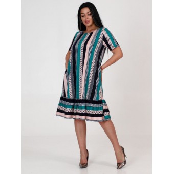 Платье  женское       из кулирки     с коротким рукавом  зеленое