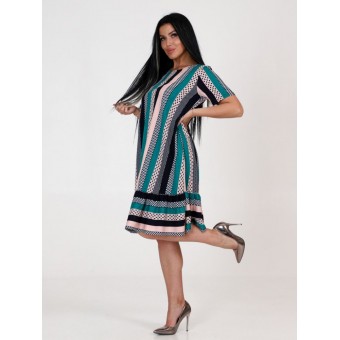 Платье  женское       из кулирки     с коротким рукавом  зеленое