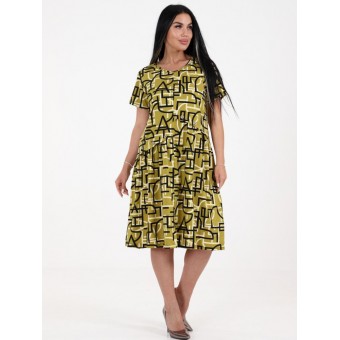 Платье  женское       из кулирки     с коротким рукавом  хаки