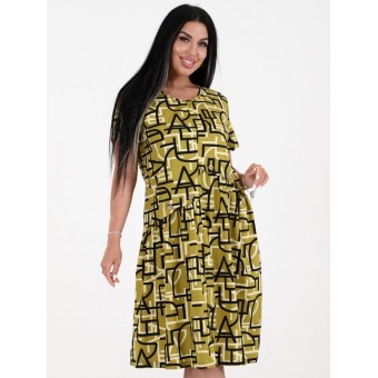 Платье  женское       из кулирки     с коротким рукавом  хаки