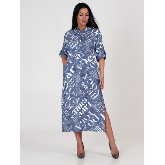 Платье  женское       из кулирки     с рукавом 1/2  синее