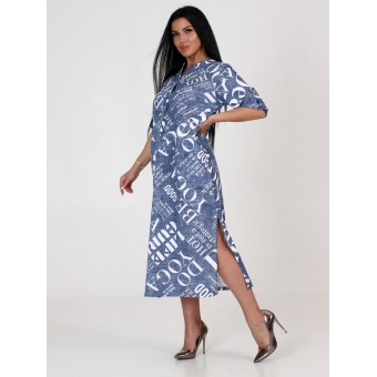 Платье  женское       из кулирки     с рукавом 1/2  синее