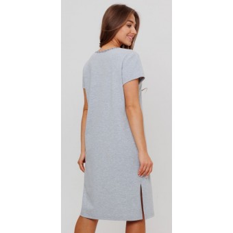 Туника  женская       из кулирки     с коротким рукавом  серая  Рисунок