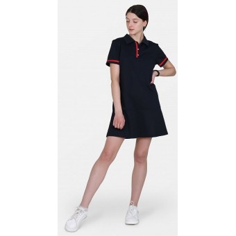 Туника  женская       из кулирки   на пуговицах  с коротким рукавом  черная  однотонная