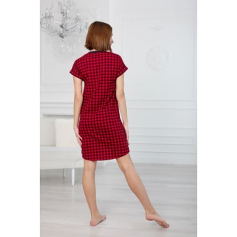 Туника  женская       из кулирки     с коротким рукавом  красная