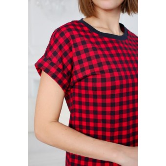 Туника  женская       из кулирки     с коротким рукавом  красная