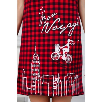 Туника  женская       из кулирки     с коротким рукавом  красная