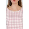 Туника женская из кулирки с коротким рукавом розовая Клетка