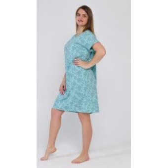 Туника  женская       из кулирки     с коротким рукавом  зеленая     