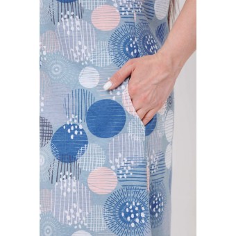 Туника  женская       из кулирки     с коротким рукавом  синяя  Круги