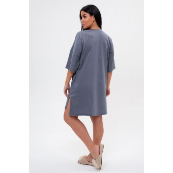 Туника  женская       из кулирки     с рукавом 3/4  серая  Рисунок