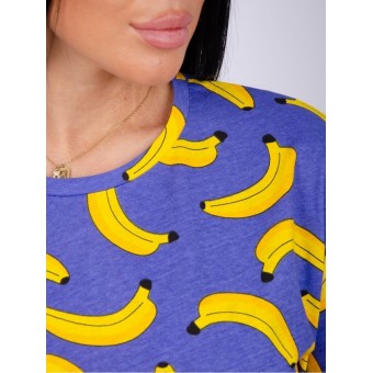 Туника  женская       из кулирки     с рукавом 1/2  фиолетовая  Фрукты