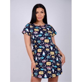 Туника  женская       из кулирки     с коротким рукавом    Животные   