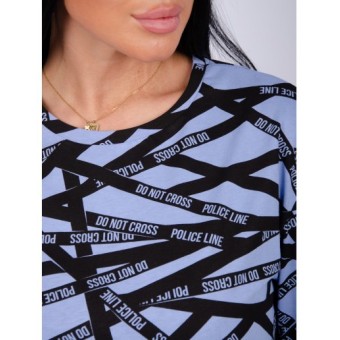 Туника  женская       из кулирки     с рукавом 1/2  синяя  Полоска   