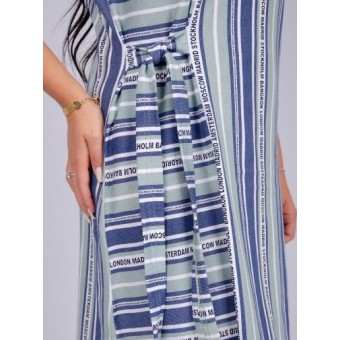 Сарафан         из кулирки     без рукавов  Синий  Полоска