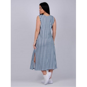 Сарафан         из кулирки     без рукавов  Серый  Полоска