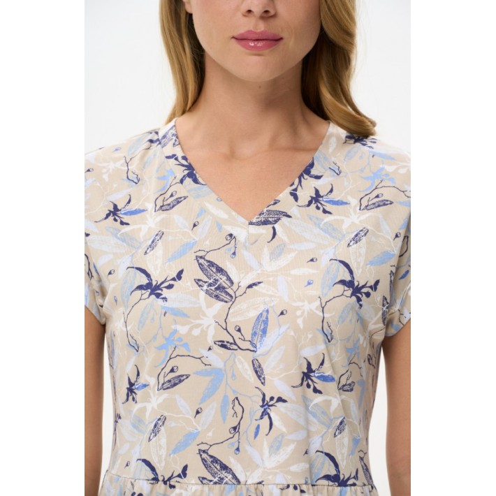 Платье женское трикотажное с коротким рукавом Серый, Бежевый Абстракция