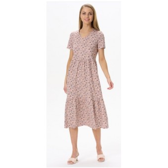 Платье  женское       из кулирки     с коротким рукавом  бежевое     