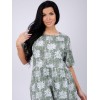 Платье женское из кулирки с коротким рукавом зеленое Цветы