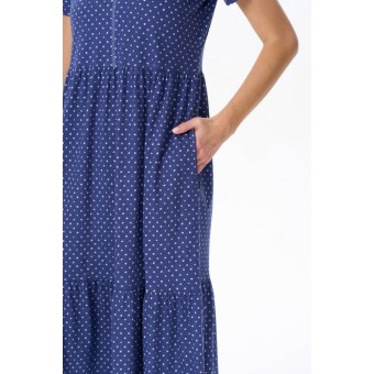 Платье  женское       трикотажное     с коротким рукавом  синее