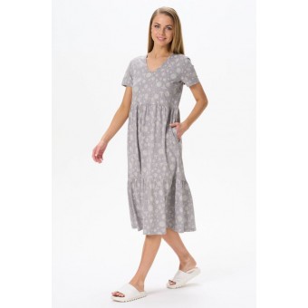 Платье  женское       трикотажное     с коротким рукавом  серое