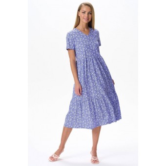 Платье  женское       трикотажное     с коротким рукавом  синее
