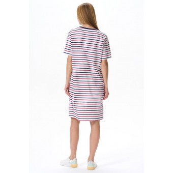 Платье  женское       трикотажное     с рукавом 1/2  белое  Полоска