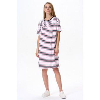 Платье  женское       трикотажное     с рукавом 1/2  белое  Полоска