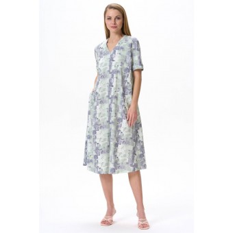 Платье  женское       трикотажное     с коротким рукавом  зеленое  Абстракция