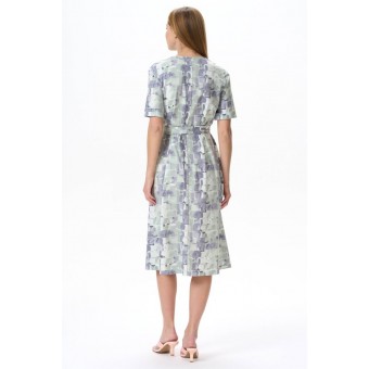 Платье  женское       трикотажное     с коротким рукавом  зеленое  Абстракция