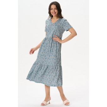 Платье  женское       трикотажное     с коротким рукавом  зеленое