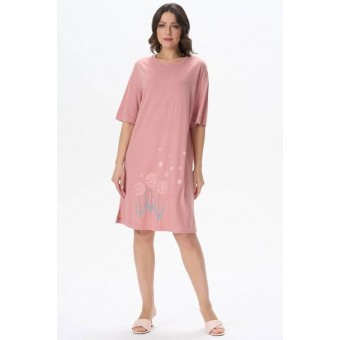 Платье  женское       из вискозы     с рукавом 1/2  розовое  Рисунок