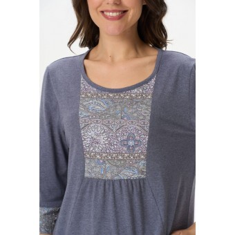 Платье  женское       трикотажное     с длинным рукавом  серое  Орнамент