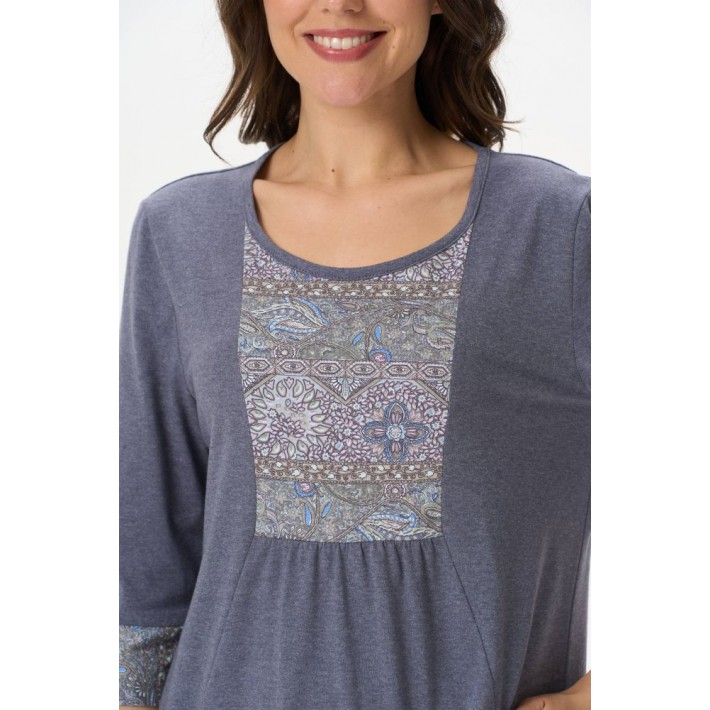 Платье женское трикотажное с длинным рукавом серое Орнамент