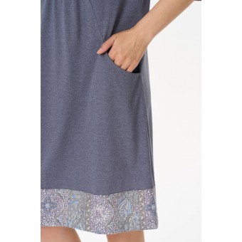 Платье  женское       трикотажное     с длинным рукавом  серое  Орнамент