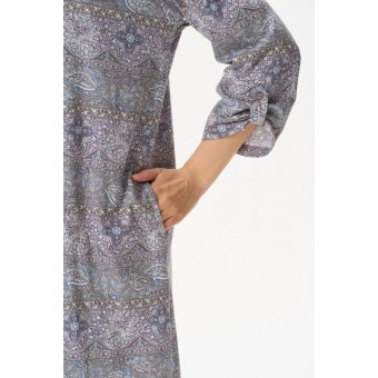 Платье  женское       трикотажное     с длинным рукавом  серое  Орнамент