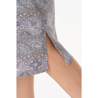 Платье  женское       трикотажное     с длинным рукавом  серое  Орнамент