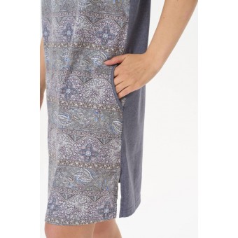 Платье  женское       трикотажное     с коротким рукавом  серое  Орнамент