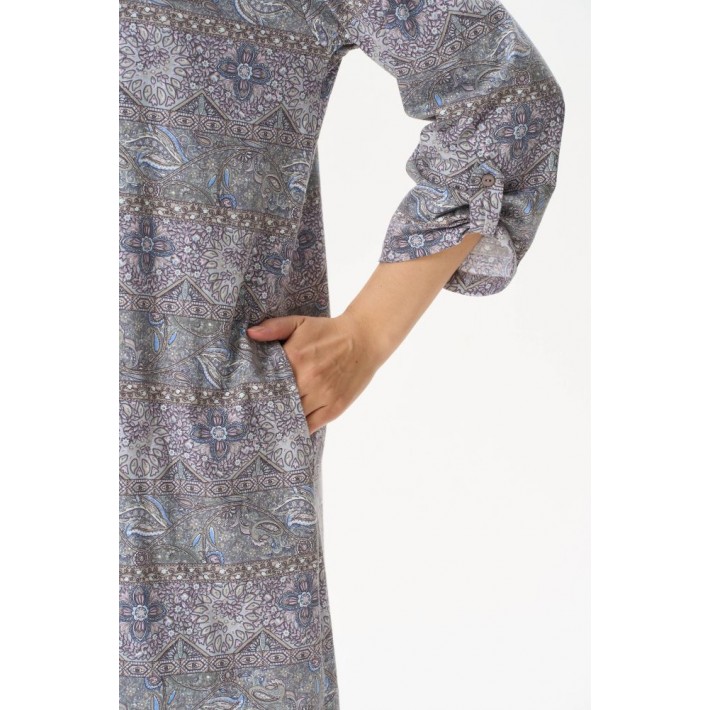 Платье женское трикотажное с коротким рукавом серое Орнамент