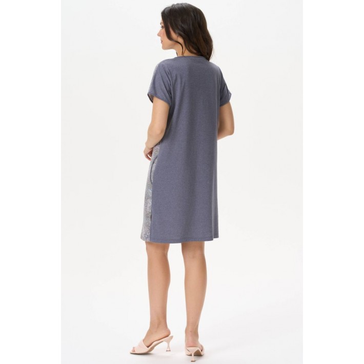 Платье женское трикотажное с коротким рукавом серое Орнамент